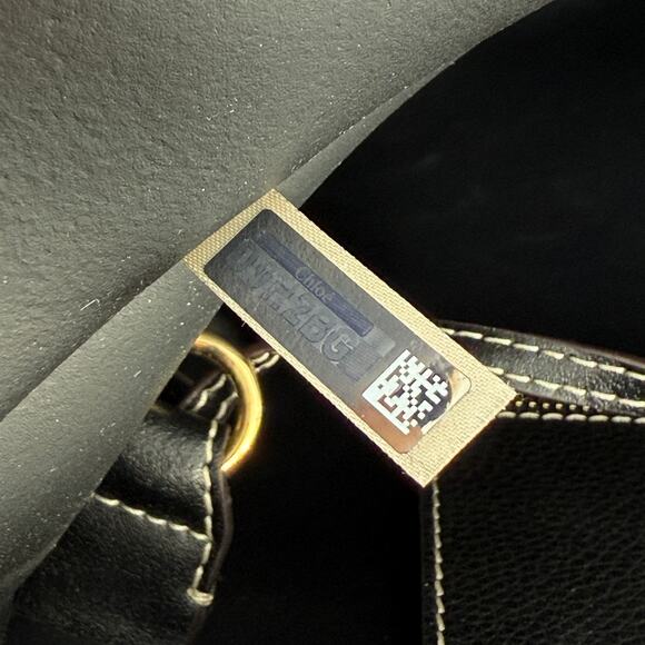 Chloe Darryl Hobo Bag Black Grained Leather Large Tote Shoulder With Pouch Auth - Picture 12 of 16